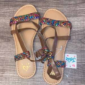Justice colorful, braided sandals